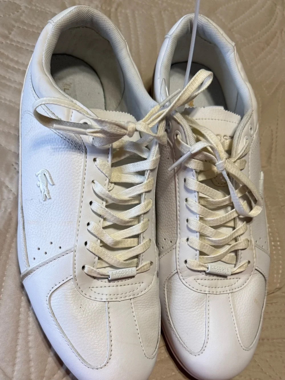Lacoste Men’s White Leather Sneakers - Classic Tennis Style Sz 8.5